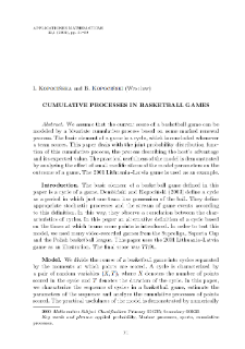 Cumulative processes in basketball games