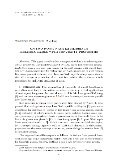 On two-point Nash equilibria in bimatrix games with convexity properties