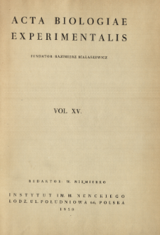 Acta Biologiae Experimentalis, Vol. 15, 1950