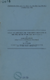 Social organization and territorial behaviour in the wild house mouse (Mus musculus L.)