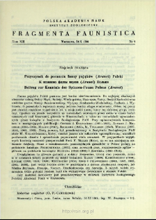 Przyczynek do poznania fauny pająków (Aranei) Polski = K poznaniû fauny paukov (Aranei) Pol'ši