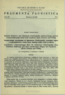 Badania ilościowe nad ślimakami (Gastropoda) zadrzewionego parowu i kserotermicznego stoku koło Luszkowa (pow. Świecie nad Wisłą) = Količestvennye issledovaniâ po brûhonogim (Gastropoda) zalessennogo ovraga i kserotermičeskogo sklona okolo Lûškova (rajon Svece na Visle)