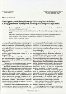 Status prawny sokoła wędrownego Falco peregrinus w Polsce z uwzględnieniem wymogów Konwencji Waszyngtońskiej (CITES)