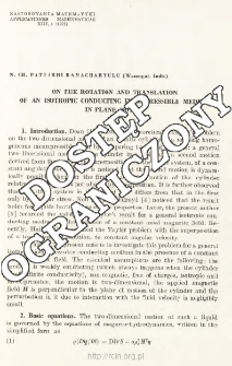 On the rotation and translation of an isotropic conducting incompressible medium in plane motion