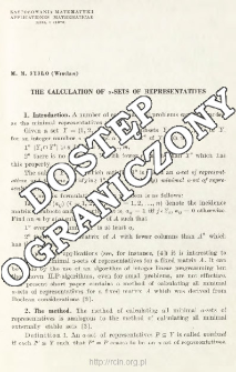 The calculation of α-sets of representatives