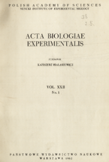 Acta Biologiae Experimentalis. Vol. 22, No 1, 1962