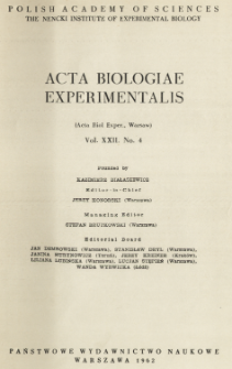 Acta Biologiae Experimentalis. Vol. 22, No 4, 1962