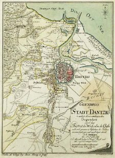 Grundriss der Stadt Dantzig nebst ihren umliegenden Gegenden und dem Ausfluss der Weichsel in die Ostsee