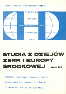 Studia z Dziejów ZSRR i Europy Środkowej. T. 11 (1975), Strony tytułowe, spis treści