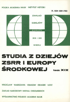 Studia z Dziejów ZSRR i Europy Środkowej. T. 19 (1983), Strony tytułowe, spis treści