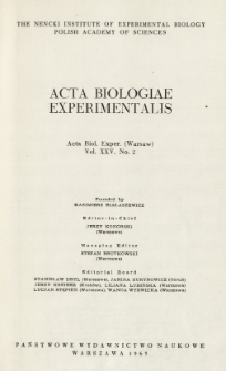 Acta Biologiae Experimentalis. Vol. 25, No 2, 1965
