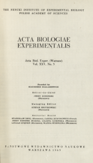 Acta Biologiae Experimentalis. Vol. 25, No 3, 1965
