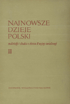 Najnowsze Dzieje Polski : materiały i studia z okresu II wojny światowej T. 3 (1959), Title pages, Contents