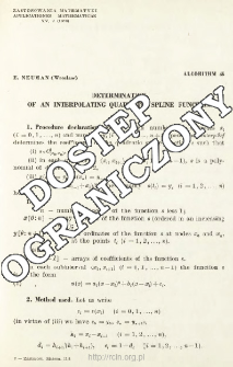 Algorithm 46 - Determination of an interpolating quadric spline function