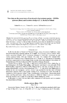 New data on the occurrence of two invasive harvestmen species - Odiellus spinosus (Bosc) and Lacinius dentiger (C. L. Koch) in Poland