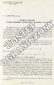 Matrix functions: Taylor expansion, sensitivity and error analysis