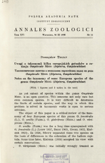 Notes on the taxonomy of some European species of the genus Omphrale Meig. (Diptera, Omphralidae) : [With 7 figures and 2 tables in the text]