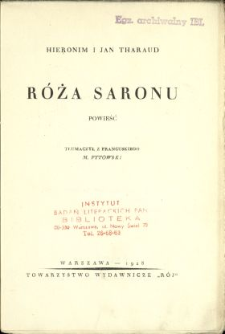 Róża Saronu : powieść