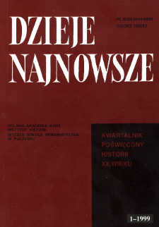Dzieje Najnowsze : [kwartalnik poświęcony historii XX wieku] R. 31 z. 1 (1999), Title pages, Contents