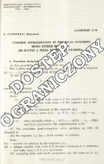 Algorithms 77-78 - Uniform approximation of empirical functions being either monotone or having a fixed number of extrema