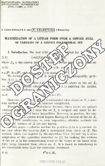 Maximazation of a linear form over a convex hull of vertices of a convex polyhedral set