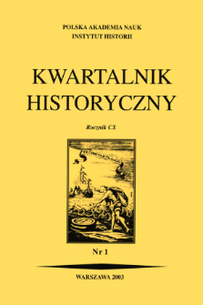 Kwartalnik Historyczny R. 110 nr 1 (2003), Title pages, Contents