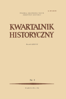 Kwartalnik Historyczny R. 88 nr 3 (1981), Strony tytułowe, Spis treści