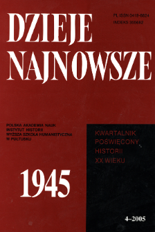Pierwsze półrocze 1945 r. w Polsce w świetle raportu rządu RP na obczyźnie