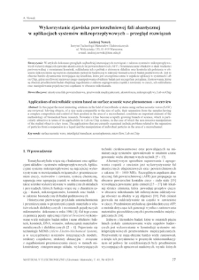 Wykorzystanie zjawiska powierzchniowej fali akustycznej w aplikacjach systemów mikroprzepływowych - przegląd rozwiązań = Applications of microfluidic system based on surface acoustic wave phenomenon - overeview