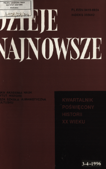 Dzieje Najnowsze : [kwartalnik poświęcony historii XX wieku] R. 28 z. 3-4 (1996), Title pages, Contents