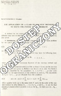 The application of a class of one-step methods to solve the initial value problem