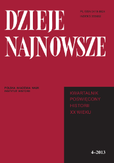 Dzieje Najnowsze : [kwartalnik poświęcony historii XX wieku] R. 45 z. 4 (2013), Title pages, Contents