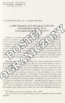 A new branch and bound algorithm for project scheduling with resource constraints