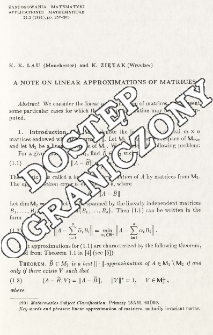 A note on linear approximations of matrices