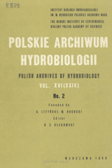 Polskie Archiwum Hydrobiologii, Tom 16 (XXIX) nr 2 = Polish Archives of Hydrobiology
