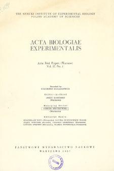 Acta Biologiae Experimentalis. Vol. 27, No 1, 1967