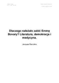 Dlaczego należało zabić Emmę Bovary? Literatura, demokracja i medycyna