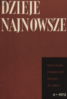 Dzieje Najnowsze : [kwartalnik poświęcony historii XX wieku] R. 4 z. 4 (1972), Title pages, Contents