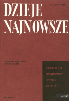Dzieje Najnowsze : [kwartalnik poświęcony historii XX wieku] R. 19 z. 4 (1987), Title pages, Contents
