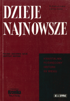 Dzieje Najnowsze : [kwartalnik poświęcony historii XX wieku] R. 26 z. 4 (1994), Title pages, Contents