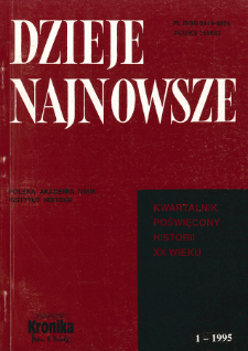 Dzieje Najnowsze : [kwartalnik poświęcony historii XX wieku] R. 27 z. 1 (1995), Title pages, Contents