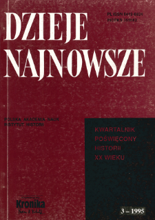 Dzieje Najnowsze : [kwartalnik poświęcony historii XX wieku] R. 27 z. 3 (1995), Title pages, Contents