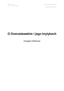 O Domosławskim i jego krytykach