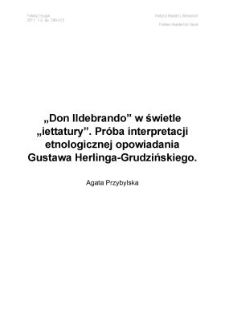 Don Ildebrando w świetle ‘iettatury’. Próba interpretacji etnologicznej opowiadania Gustawa Herlinga-Grudzińskiego