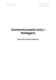 Gombrowiczowskie żarty z Heideggera