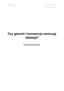 Czy gatunki i konwencje ewoluują (dzisiaj)?