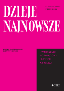 Dzieje Najnowsze : [kwartalnik poświęcony historii XX wieku] R. 44 z. 4 (2012), Title pages, Contents