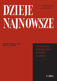 Dzieje Najnowsze : [kwartalnik poświęcony historii XX wieku] R. 44 z. 1 (2012), Title pages, Contents