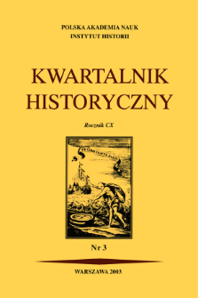 Kwartalnik Historyczny R. 110 nr 3 (2003),Title pages, Contents