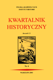 Kwartalnik Historyczny R. 110 nr 4 (2003), Strony tytułowe, spis treści